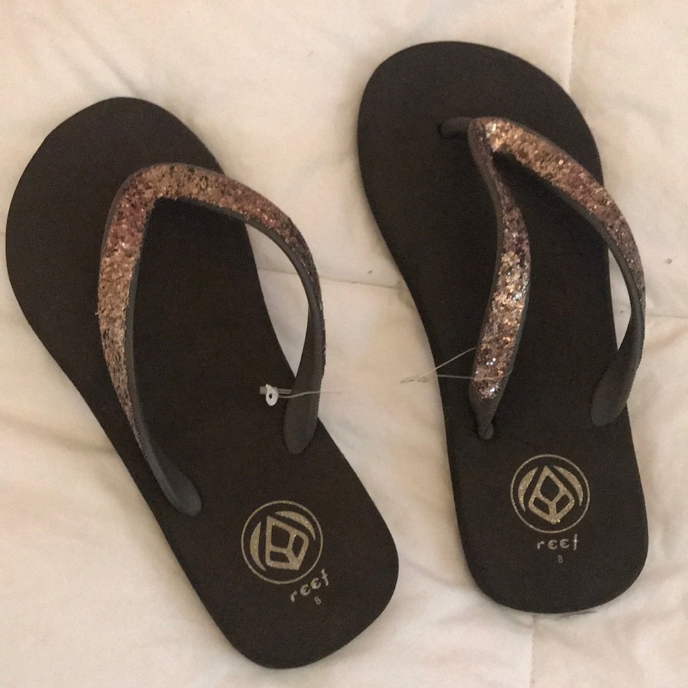 Reef Brown Flip Flops with Glitter Size 8